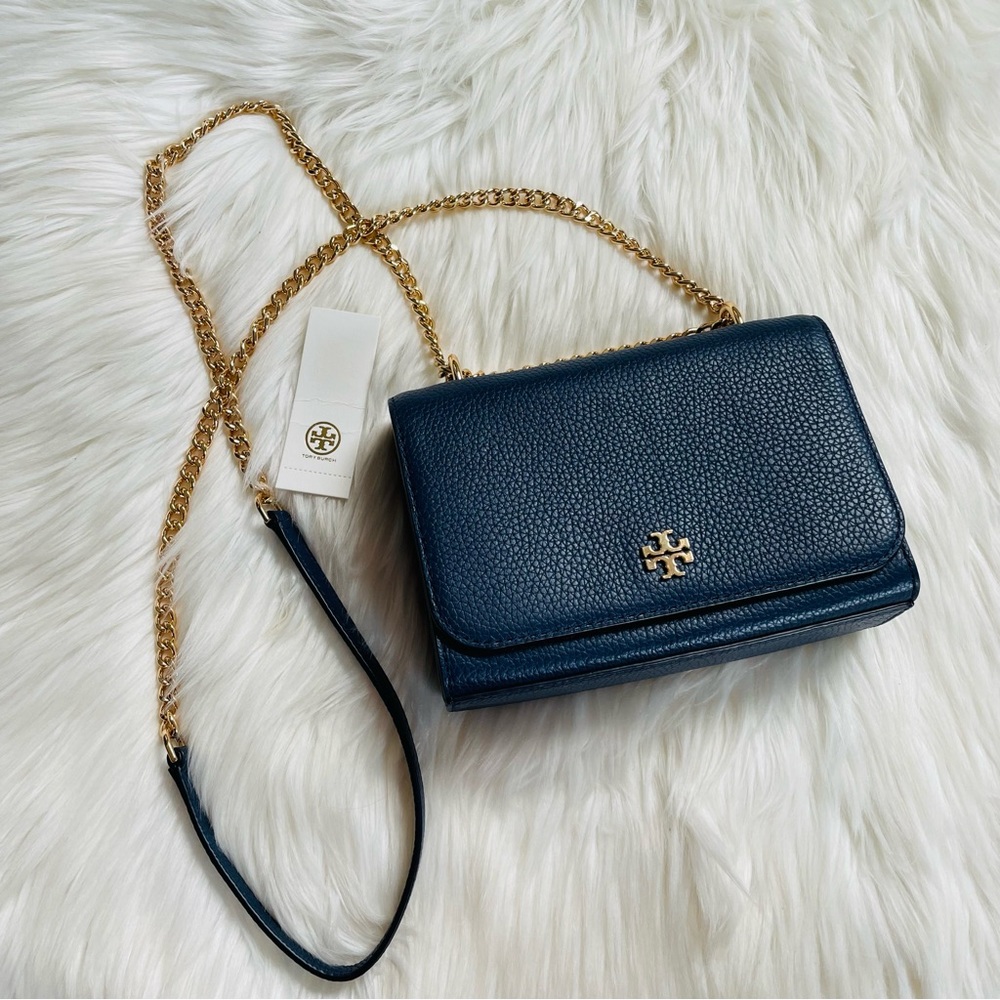 TORY BURCH NWT Carter Shrunken Shoulder Bag Royal Navy